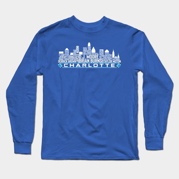 Carolina Football Team 23 Player Roster, Charlotte City Skyline Long Sleeve T-Shirt by Legend Skyline